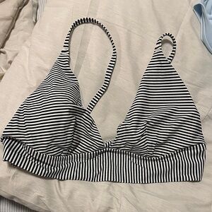 Aerie Striped Black and White Bikini Top